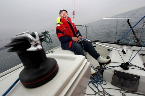 Diane at the helm of One Girl’s Ocean Challenge © Andrew Wallace